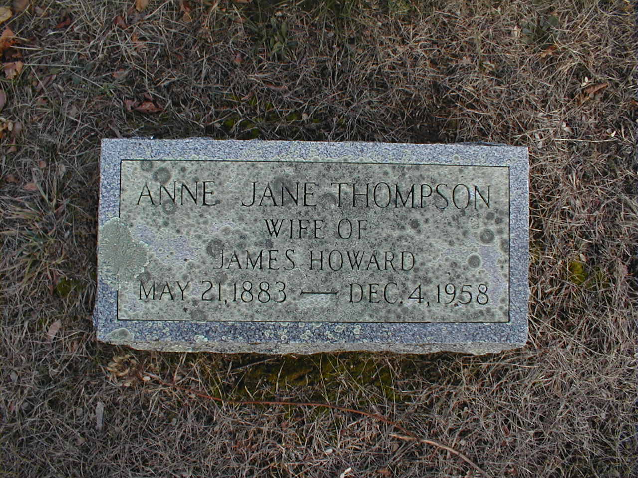 Anne Jane (Thompson) Howard - footstone