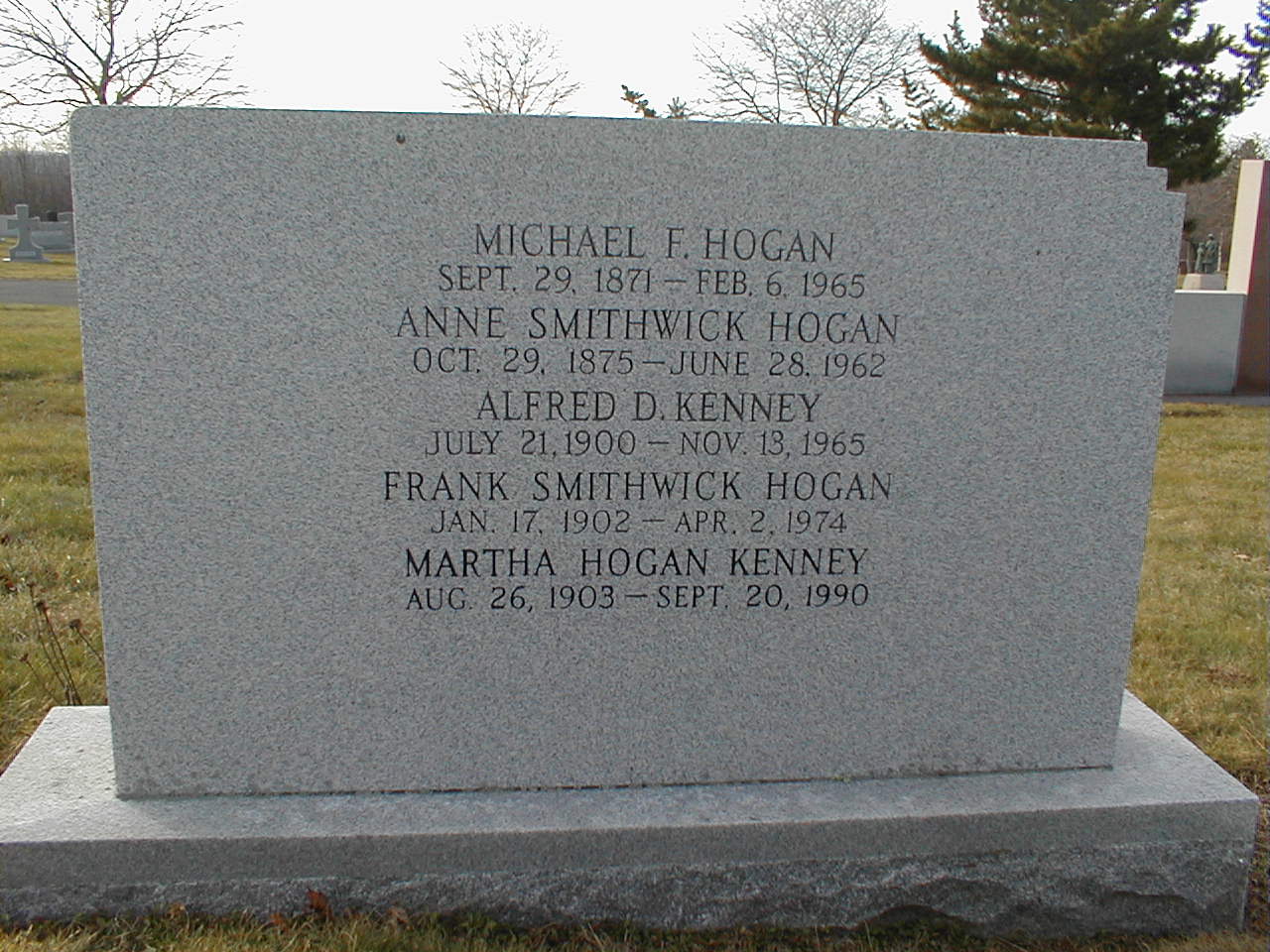 Hogan - headstone - Mt. Olivet Cemetery, Watertown, CT, US